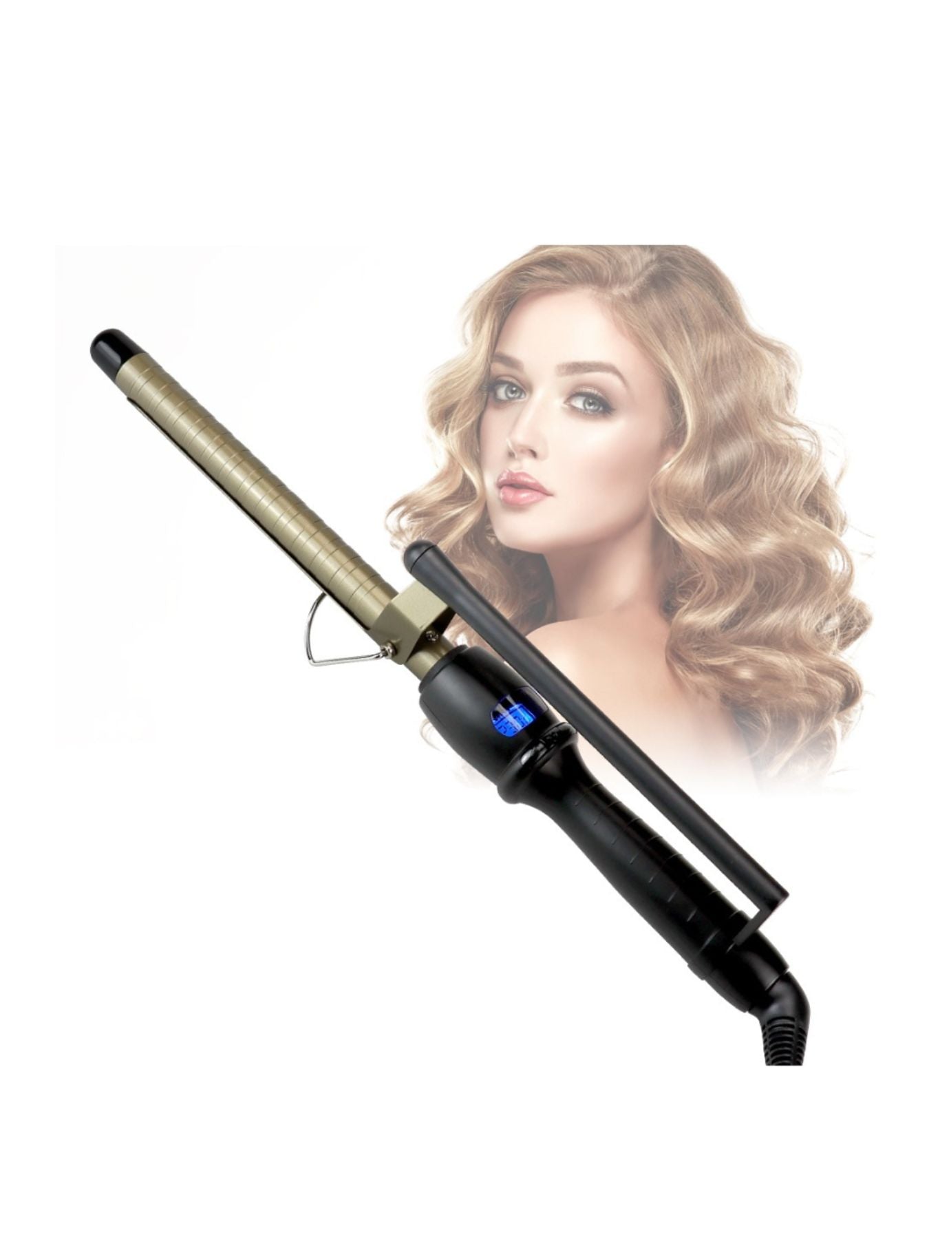 Trendsi 19mm adjustable temperature curling iron with European plug for versatile styling and easy heat control.