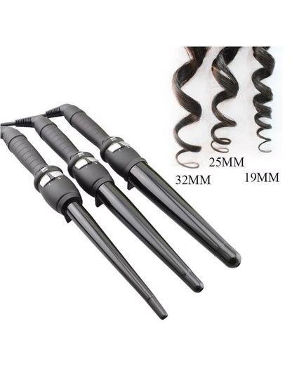 Trendsi 19mm adjustable temperature curling iron with European plug, showcasing ceramic barrel and ergonomic handle.