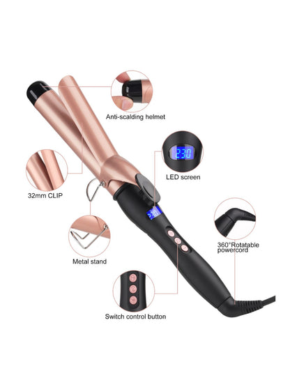 Trendsi 25mm fast heating curling iron with European plug, showcasing a sleek black barrel and ergonomic handle for effortless styling.