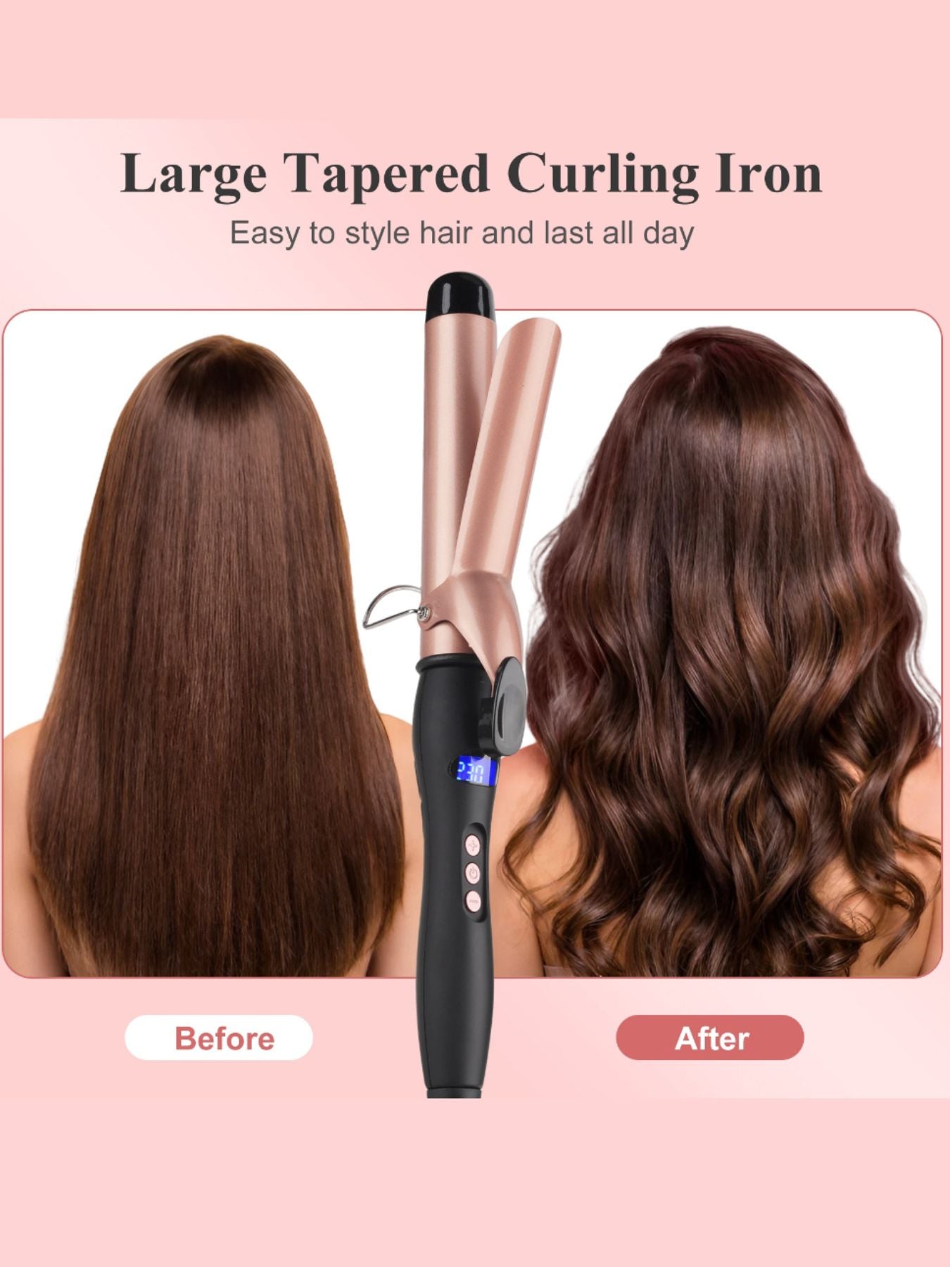 Trendsi 25mm fast heating curling iron with European plug, showcasing a sleek black barrel and ergonomic handle for styling.