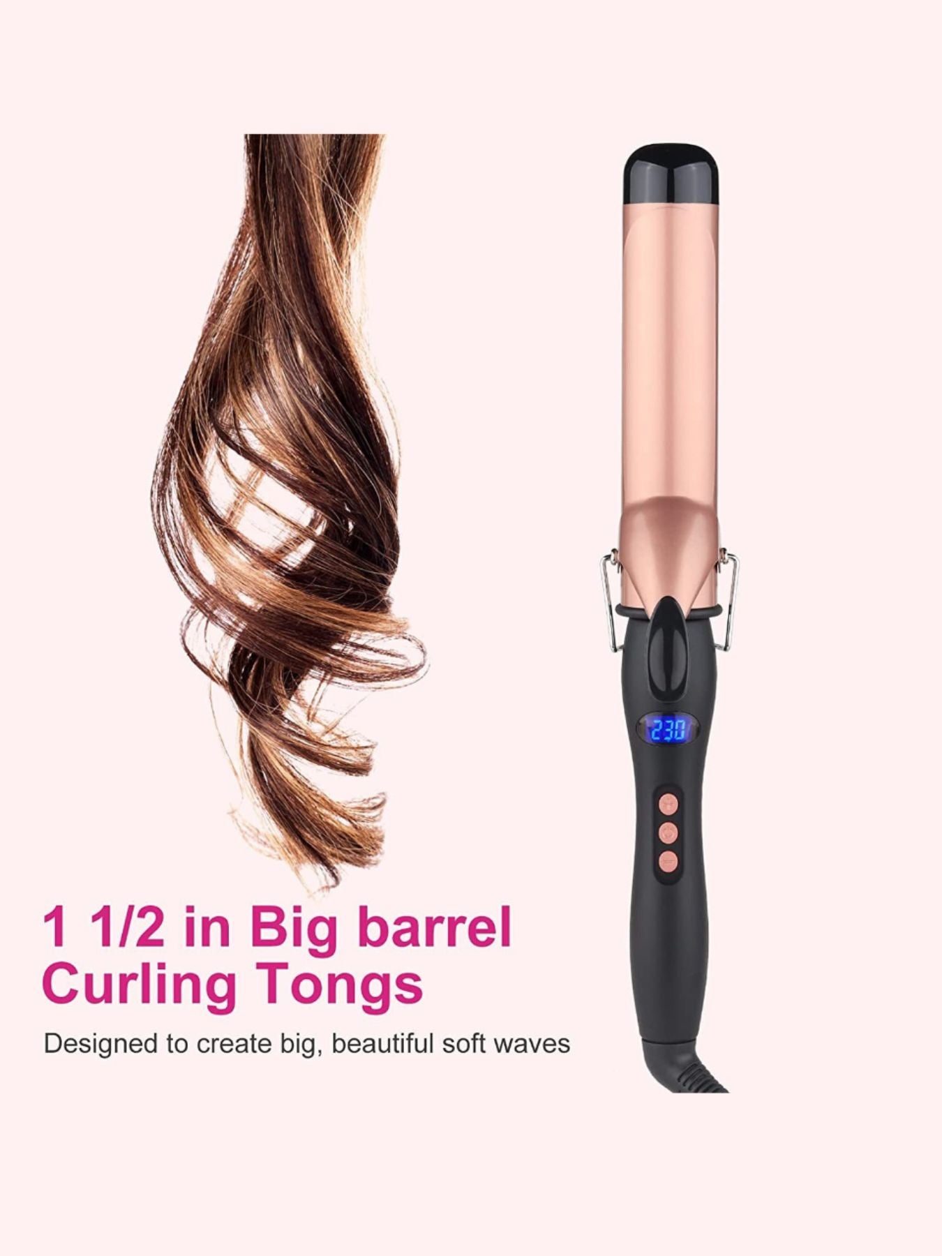 Trendsi 25mm fast heating curling iron with European plug, showing a close-up of the curling barrel and handle.