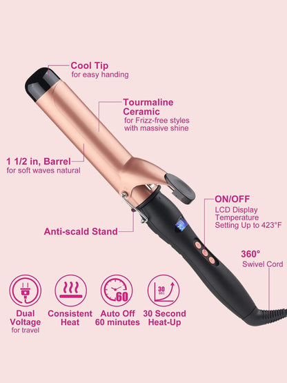Trendsi 25mm fast heating curling iron with European plug, featuring a sleek barrel for creating stylish curls.