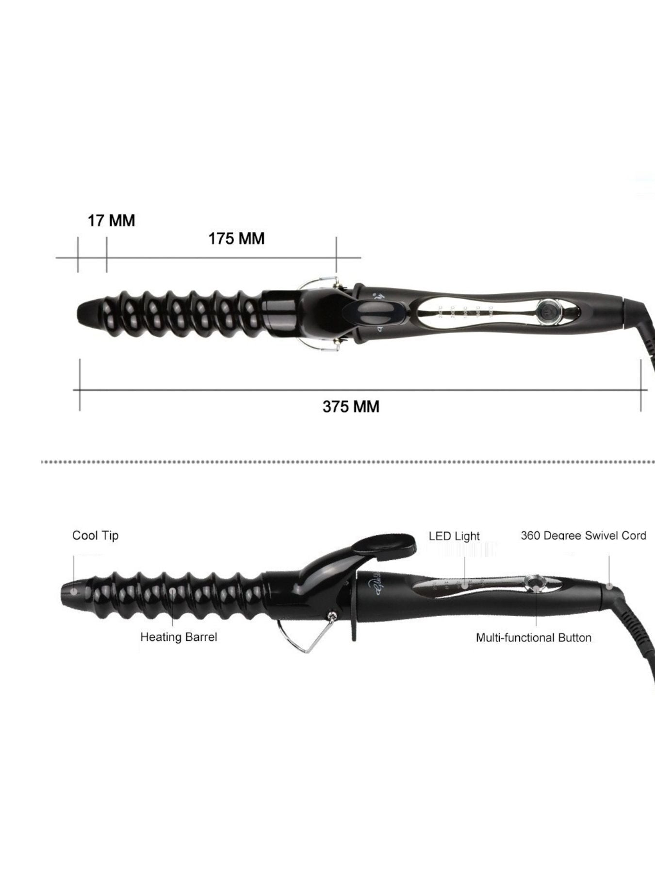 Trendsi 25mm medium curling iron with temperature control and European plug for professional styling and smooth curls.