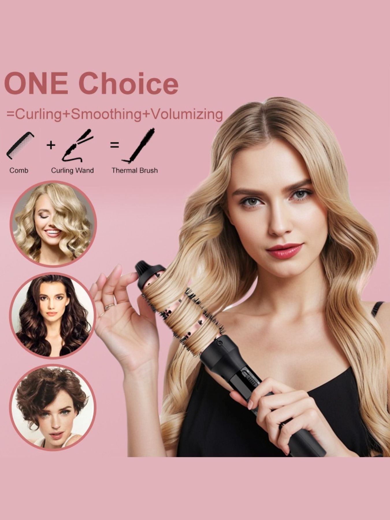 Trendsi 3-in-1 ceramic curling hot air brush with 32mm barrel, European plug, and multi-function styling for smooth, curly hair.