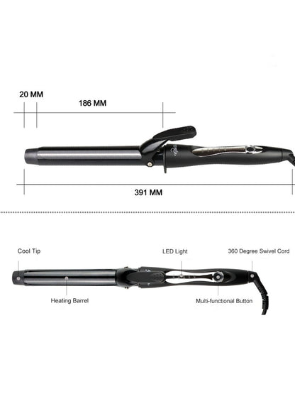 Trendsi 9mm adjustable temperature curling iron with European plug, showcasing its sleek design and heat control features.