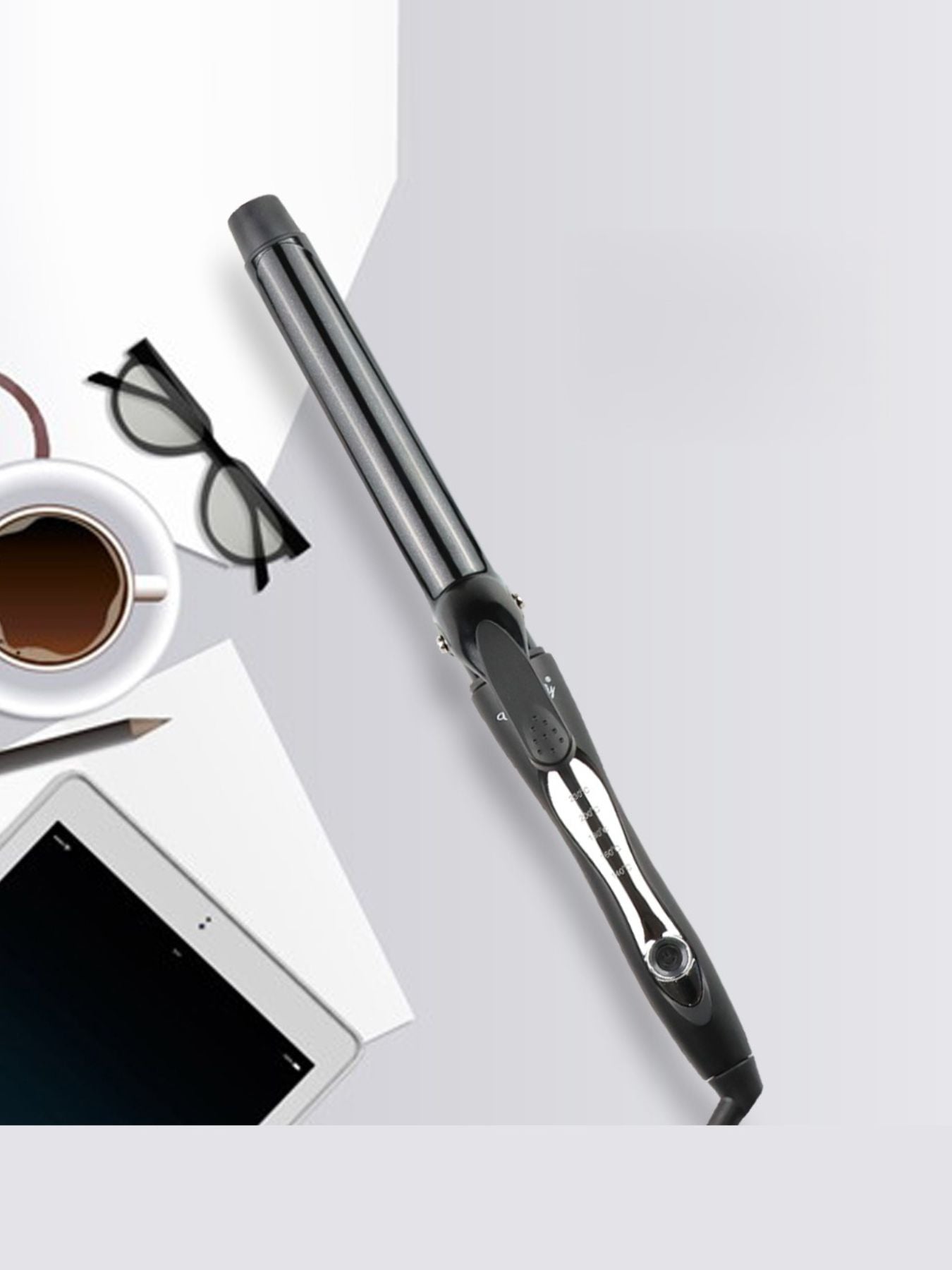 Trendsi 9mm adjustable temperature curling iron with European plug, featuring a sleek design for styling curls and waves.