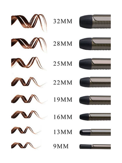 Trendsi 9mm fast heating curling iron with North American plug, showcasing a sleek black handle and curling barrel.