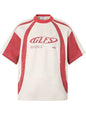 Men's apricot short sleeve raglan T-shirt with contrasting sleeves by Trendsi, casual and comfortable for everyday wear.