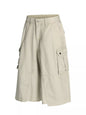 Men's apricot cargo shorts with multiple pockets, casual fit, and trendy design by Trendsi.