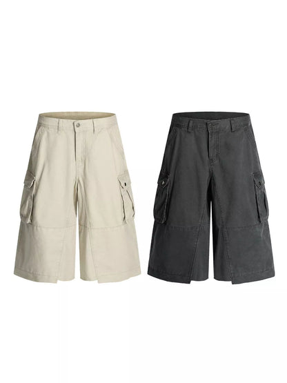 Men's apricot cargo shorts by Trendsi with multiple functional pockets, casual fit, perfect for outdoor and everyday wear.
