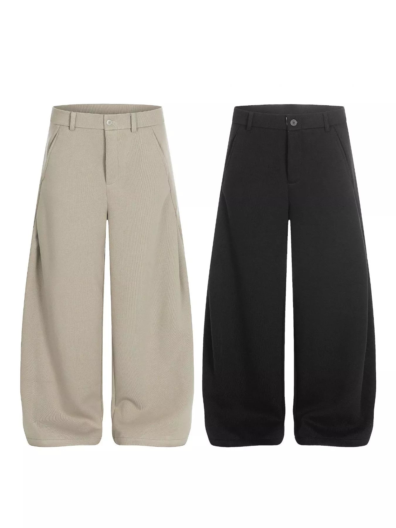 Men's wide leg pants with pockets in apricot color from Trendsi, featuring a relaxed fit and casual style.