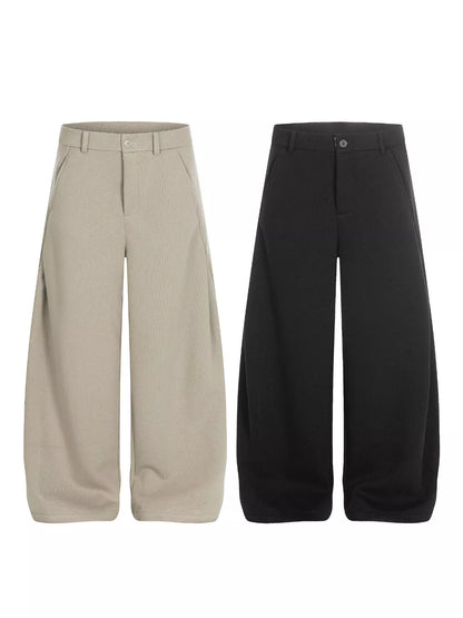 Men's wide leg pants with pockets in apricot color from Trendsi, featuring a relaxed fit and casual style.