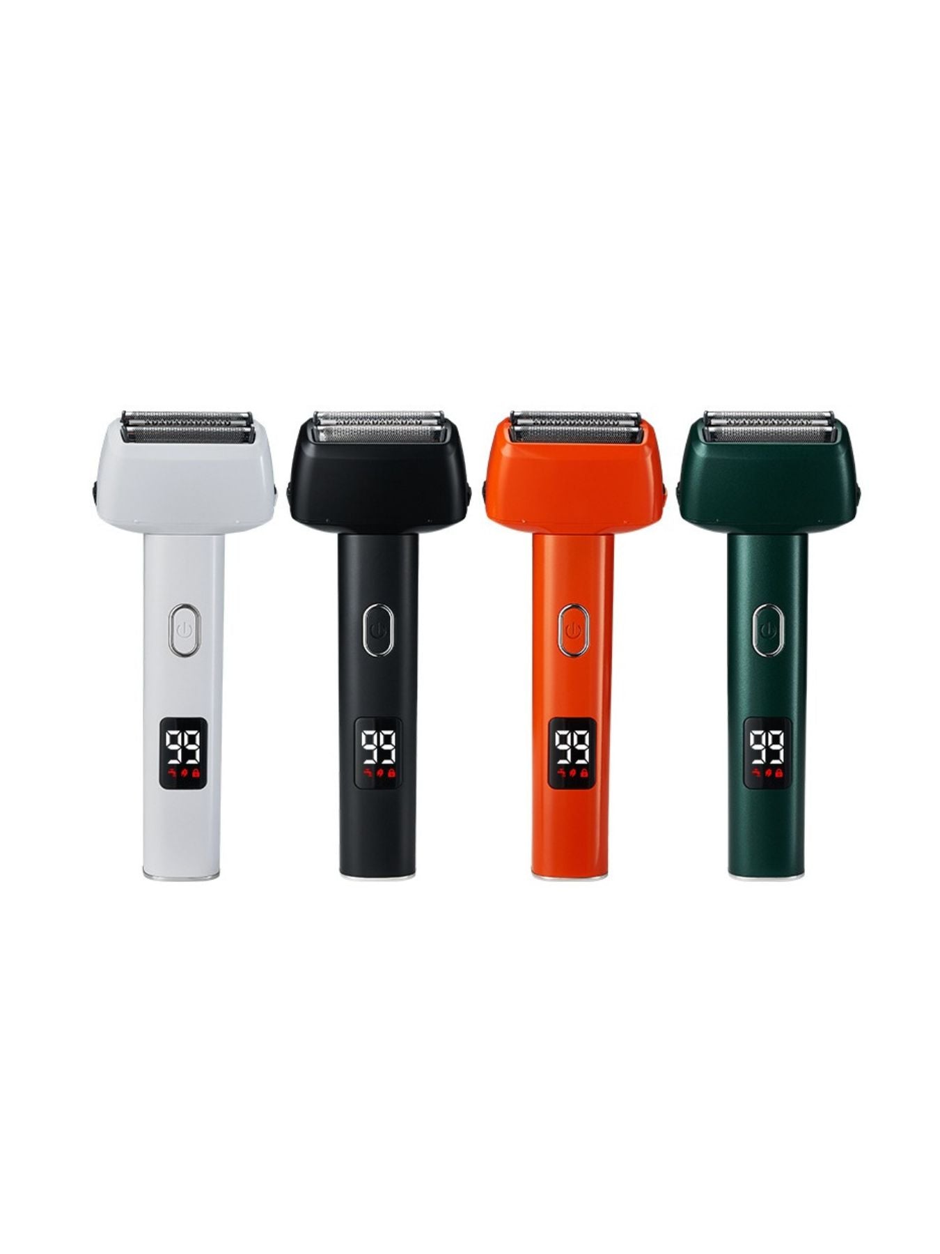 Trendsi rechargeable foil shaver in army green with LED display, compact design, suitable for precise grooming.