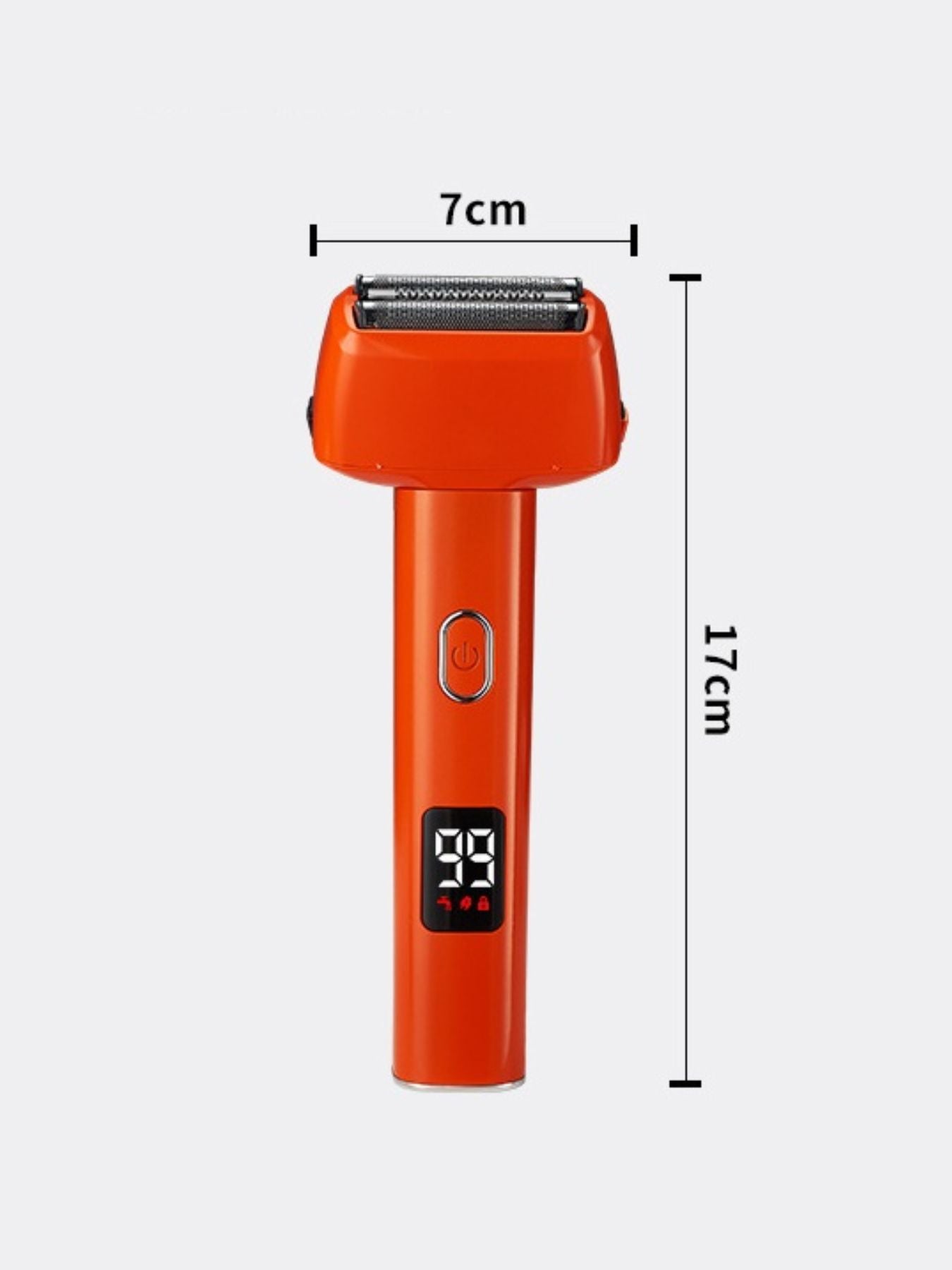 Army green rechargeable foil shaver with LED display, compact design, and ergonomic handle for a close, comfortable shave.