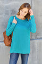 Army green Basic Bae full-size round neck dropped shoulder T-shirt by Trendsi, showcasing a relaxed fit and casual style.