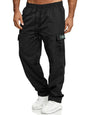 Army green men's full size cargo pants with drawstring waist, plus size, by Trendsi, shown with relaxed fit and functional pockets.