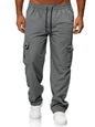 Army green men's full size cargo pants with drawstring waist, plus size, from Trendsi, shown on a model.