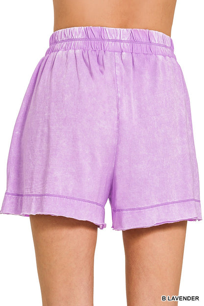 Lavender acid washed oversized top and shorts set by Zenana, casual loungewear with relaxed fit and soft fabric.