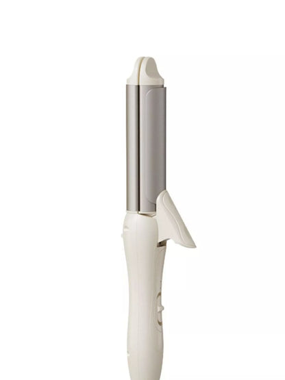 Beige 2-in-1 rotating hair curling iron by Trendsi with European plug, showing the curling barrel and rotating mechanism.