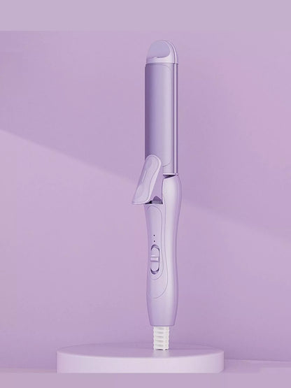 Beige 2-in-1 rotating hair curling iron with European plug from Trendsi, showing the curling barrel and handle design.