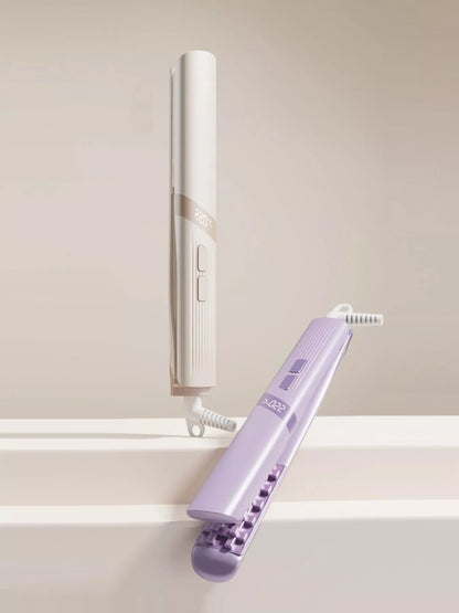 Beige adjustable temperature curling iron by Trendsi with European plug, showcasing its sleek design and ergonomic handle.