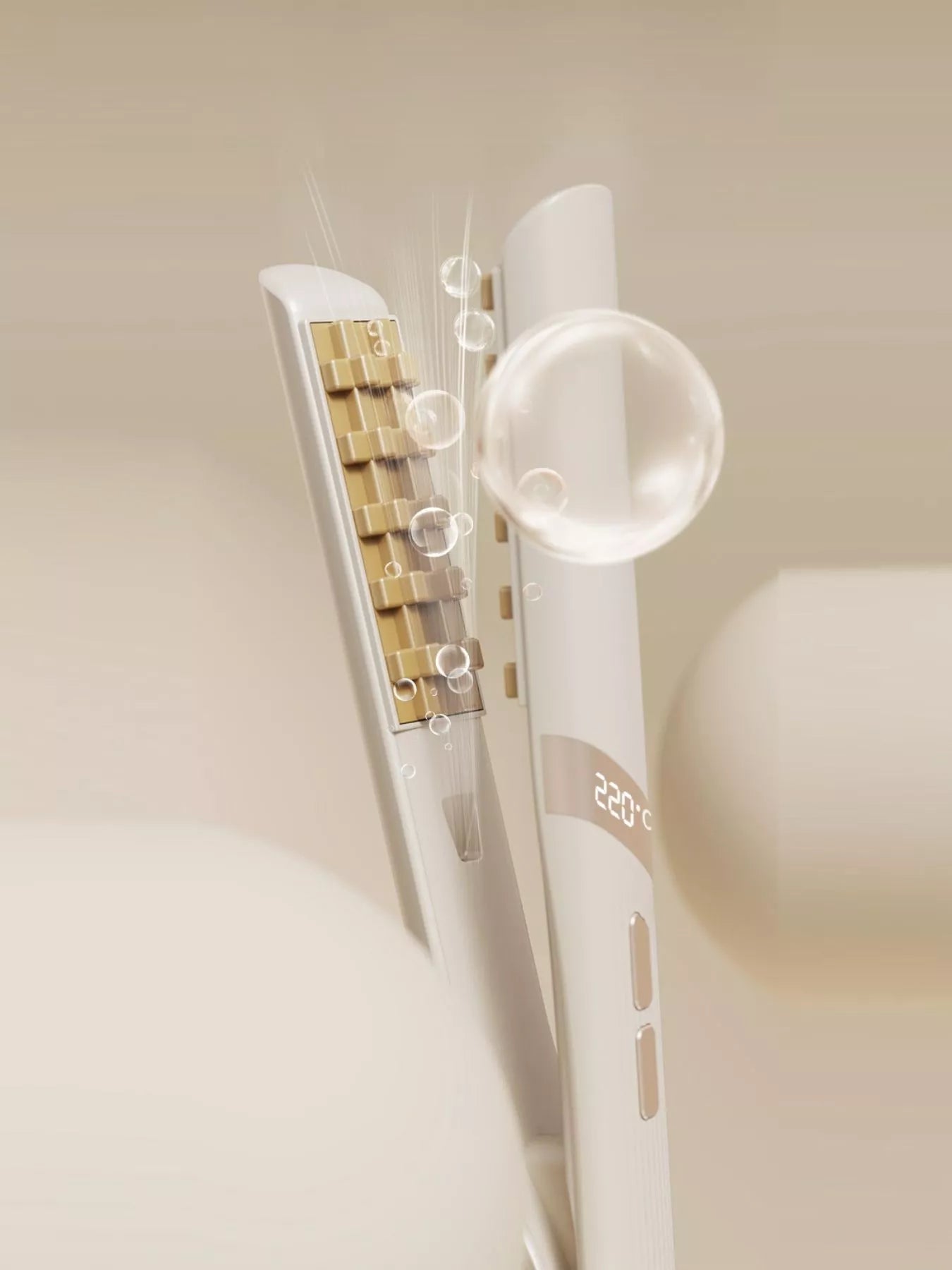 Beige Trendsi adjustable temperature curling iron with European plug and ergonomic handle for versatile hair styling.