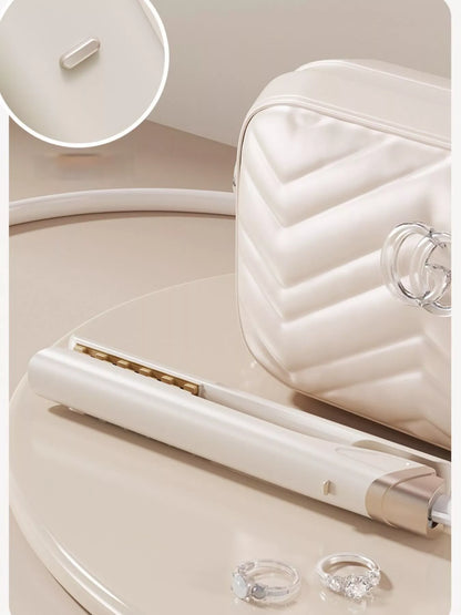 Beige Trendsi adjustable temperature curling iron with European plug and ergonomic handle for versatile styling.