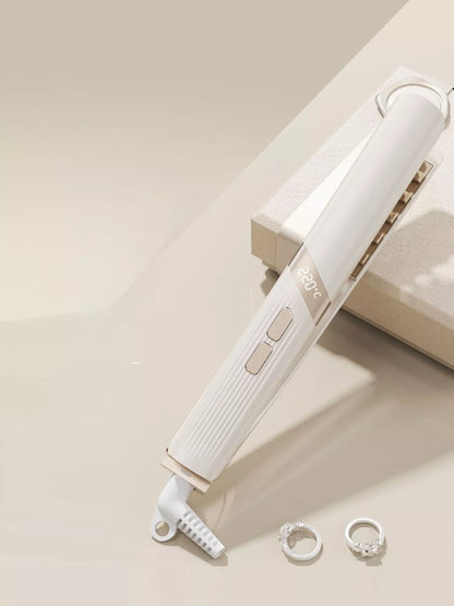 Beige adjustable temperature curling iron by Trendsi with European plug and ergonomic handle for styling hair.