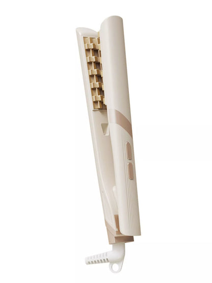 Beige adjustable temperature curling iron with European plug from Trendsi, featuring a sleek design for versatile styling.