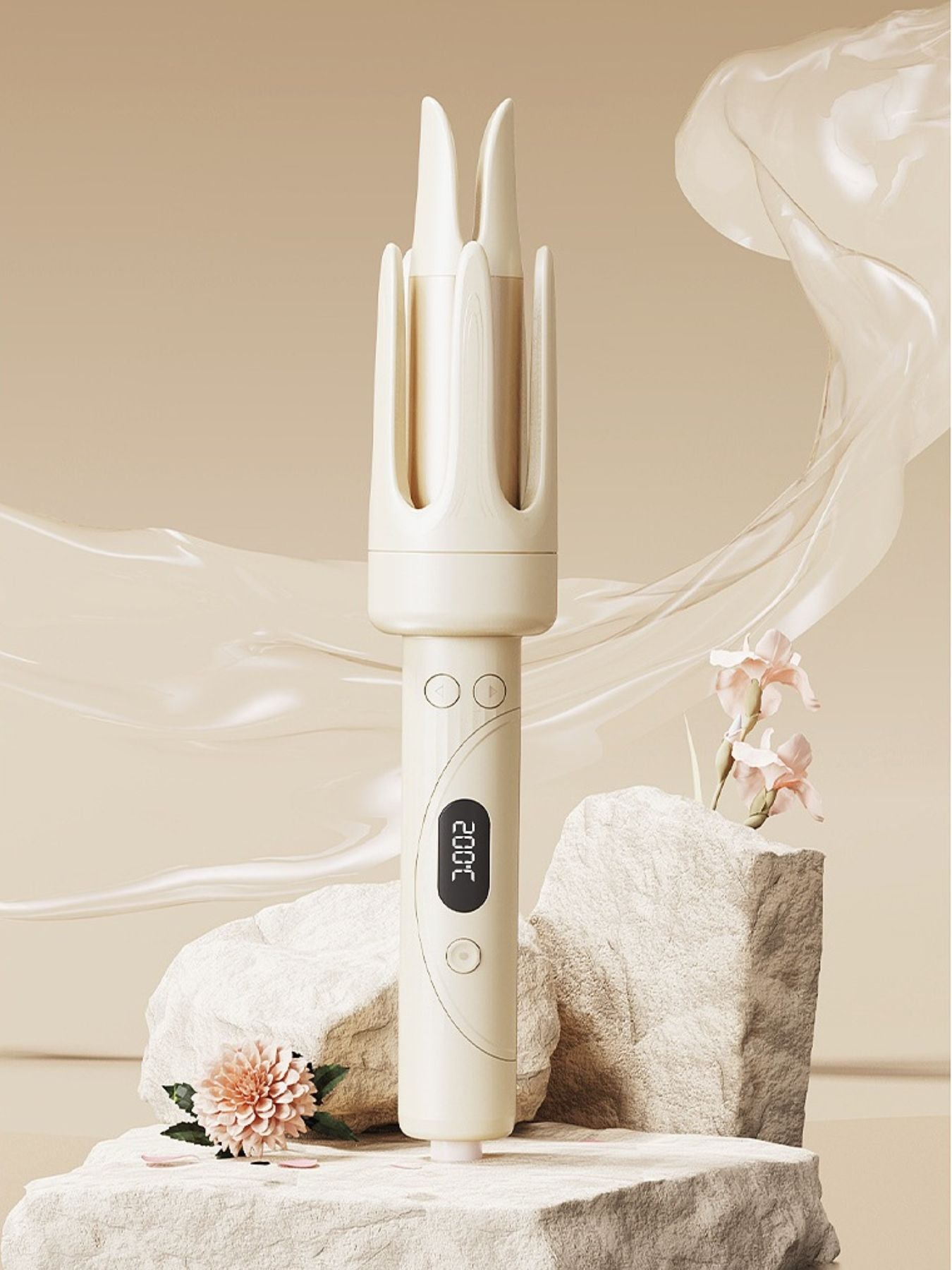 Beige automatic hair curling iron by Trendsi with European plug for effortless, salon-quality curls.