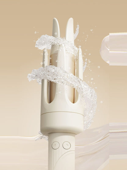 Beige automatic hair curling iron from Trendsi with European plug for effortless, salon-quality curls.