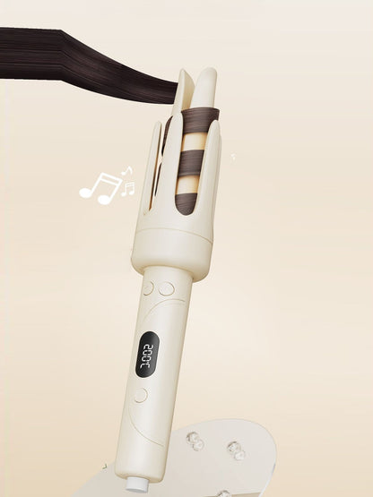 Beige automatic hair curling iron by Trendsi with European plug, showcasing its sleek design and curling barrel.