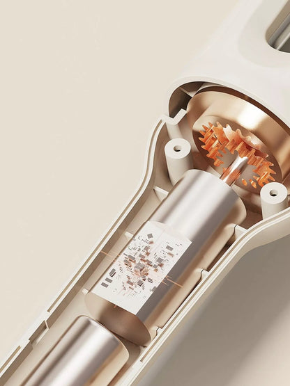 Automatic rotating ceramic hair curling iron by Trendsi, beige color with European plug, designed for creating curls effortlessly.