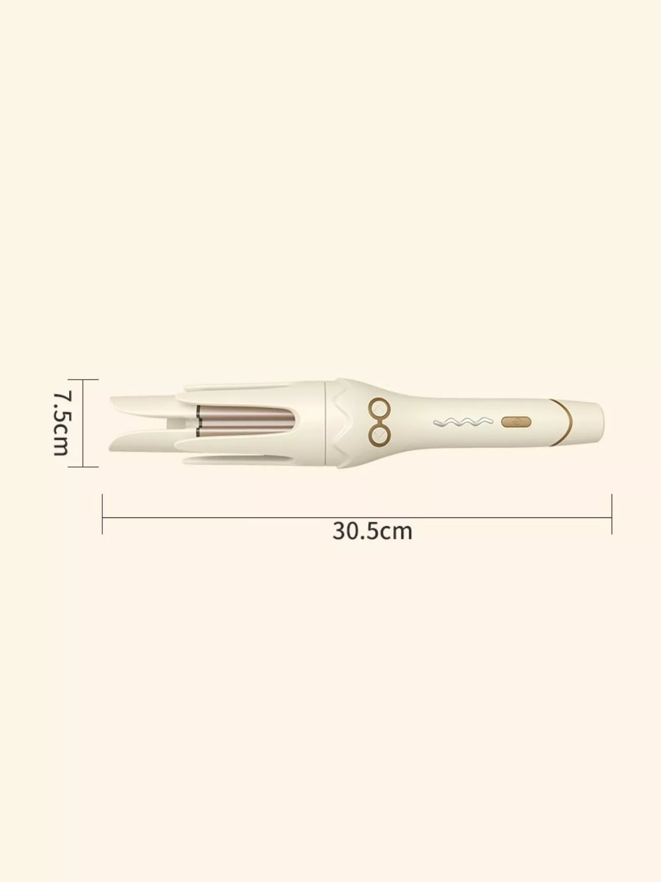 Trendsi beige automatic rotating ceramic hair curling iron with European plug, showcasing its sleek design and rotating barrel for curls.