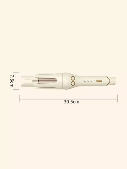 Trendsi beige automatic rotating ceramic hair curling iron with European plug, showcasing its sleek design and rotating barrel for curls.