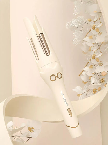 Beige automatic rotating curling iron by Trendsi with European plug for creating styled curls and waves.