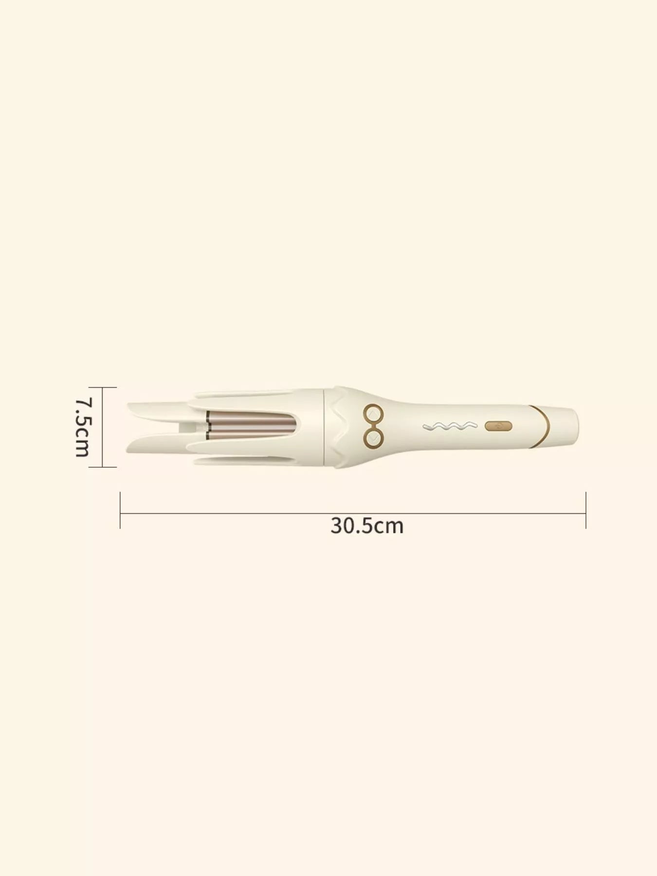 Beige automatic rotating curling iron by Trendsi with European plug, featuring a sleek design for easy, even curl creation.