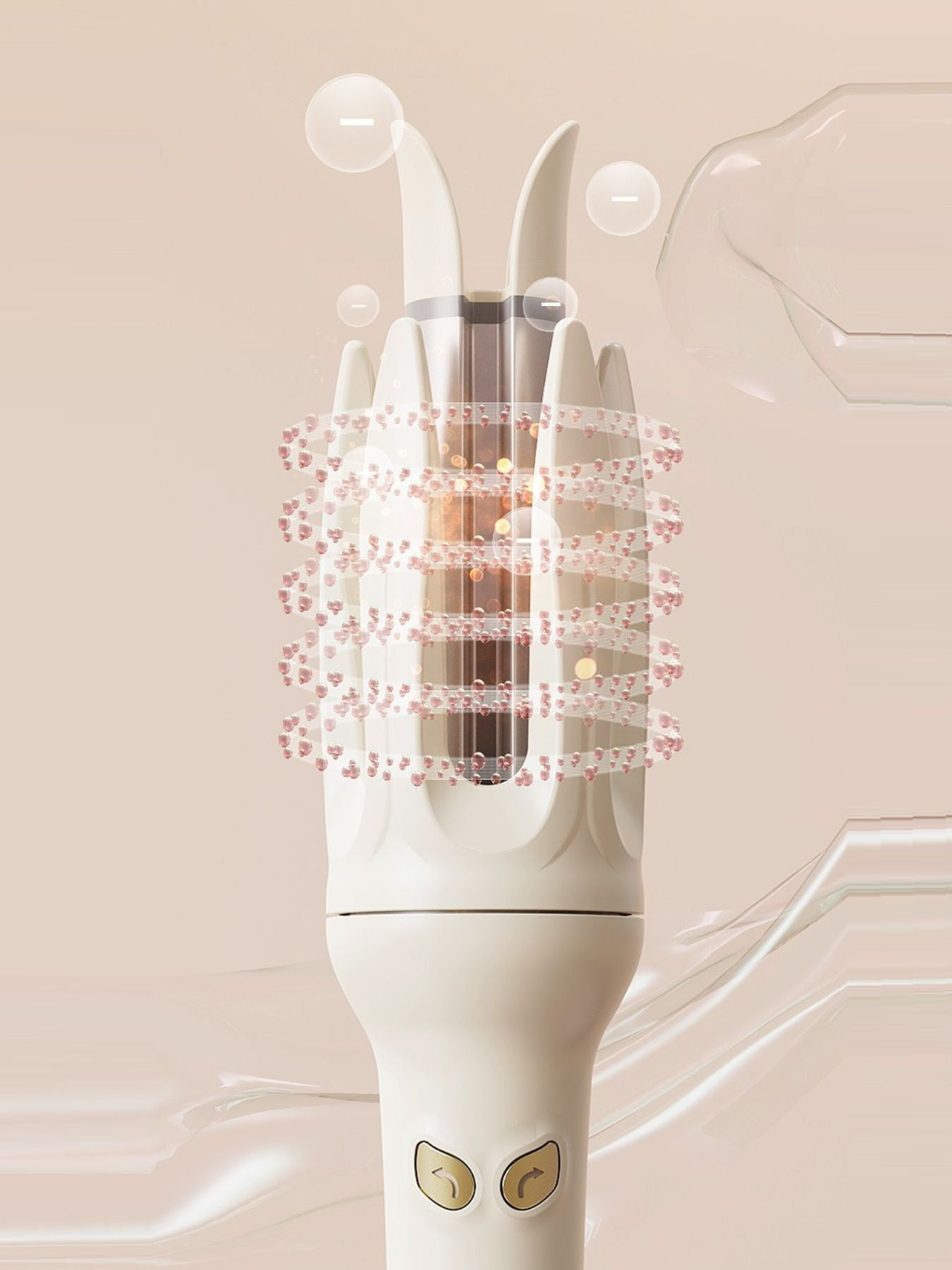 Beige automatic hair curling iron with North American plug by Trendsi, showcasing its sleek design and curling barrel.