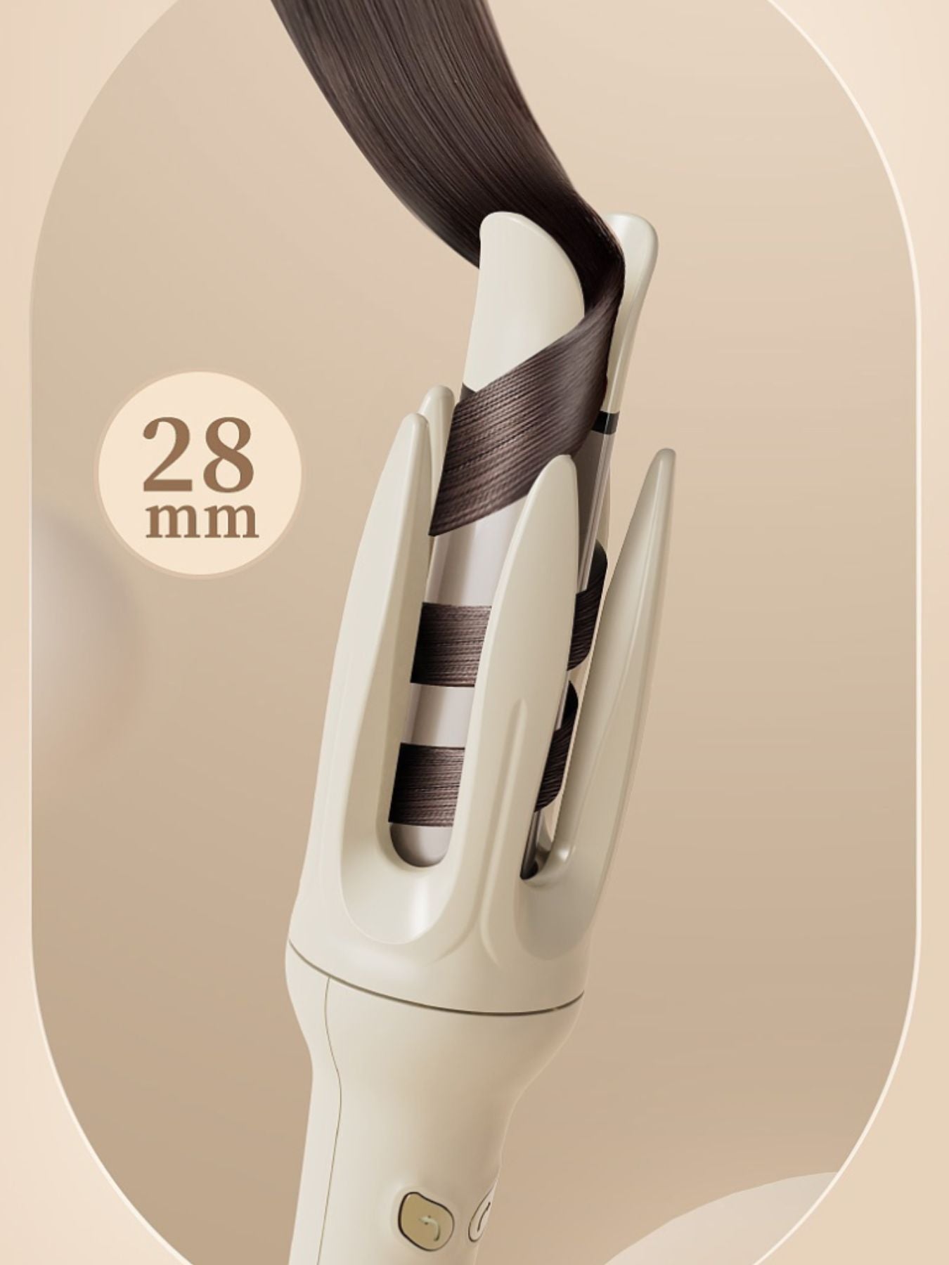 Beige automatic hair curling iron by Trendsi with North American plug, showcasing its sleek design and curling barrel.