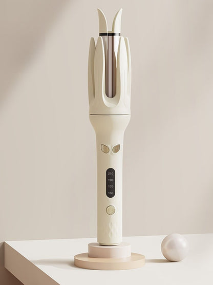 Beige automatic hair curling iron with North American plug from Trendsi, showcasing its ergonomic design and curling barrel.