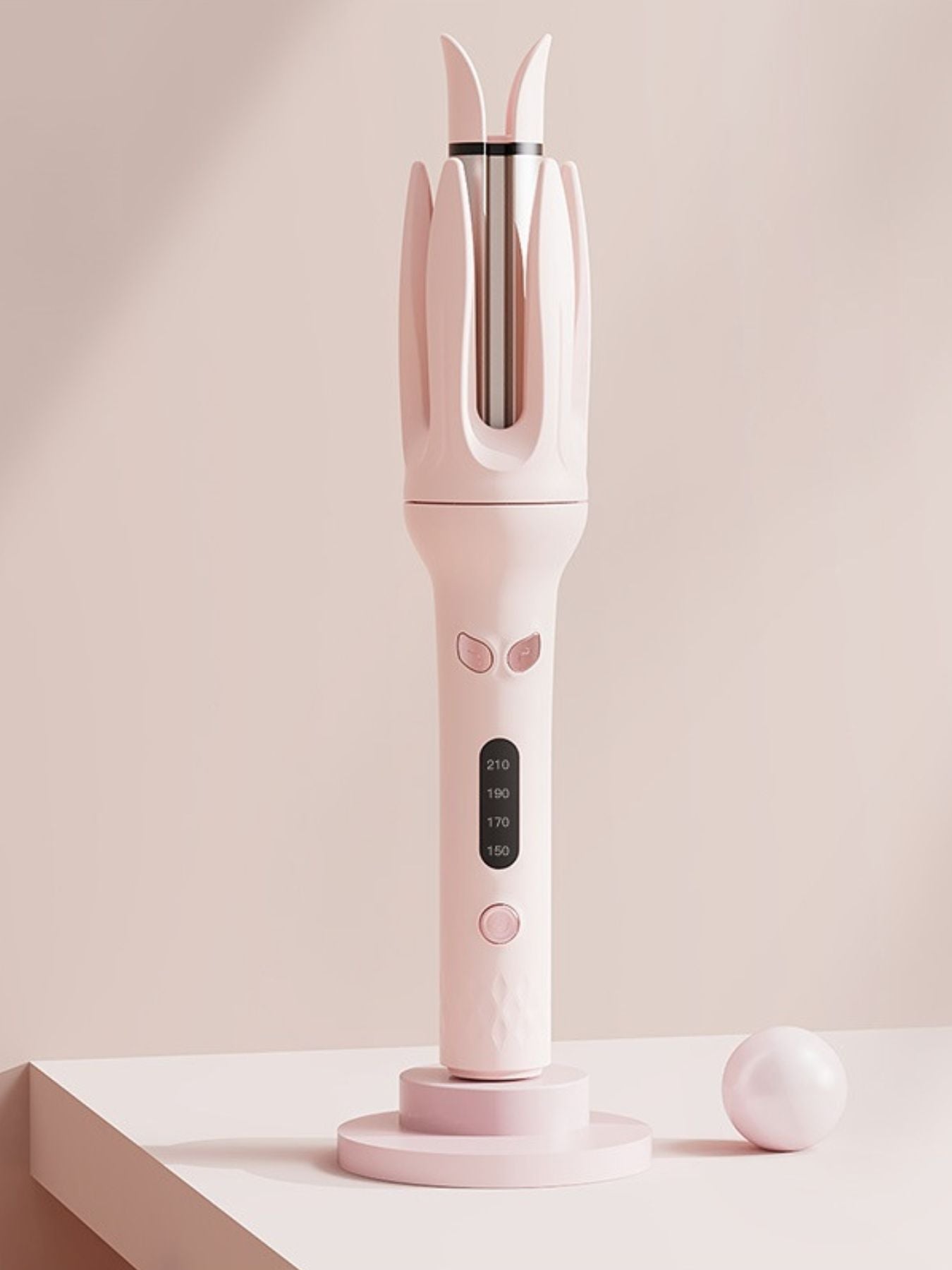 Beige automatic hair curling iron with North American plug by Trendsi, featuring a sleek design for easy styling.