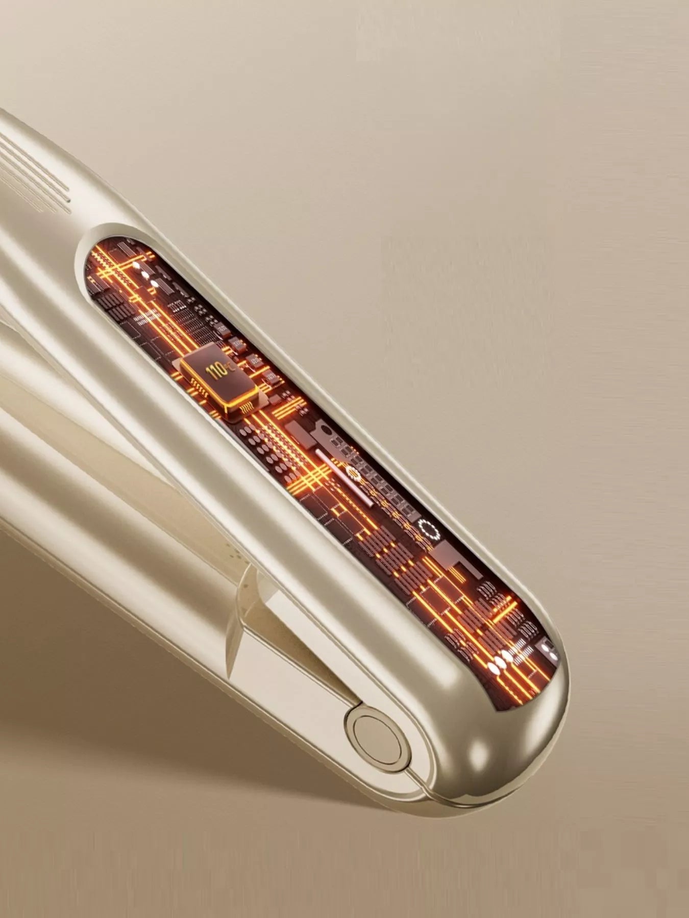 Beige adjustable temperature hair straightener from Trendsi with sleek design and digital temperature controls.