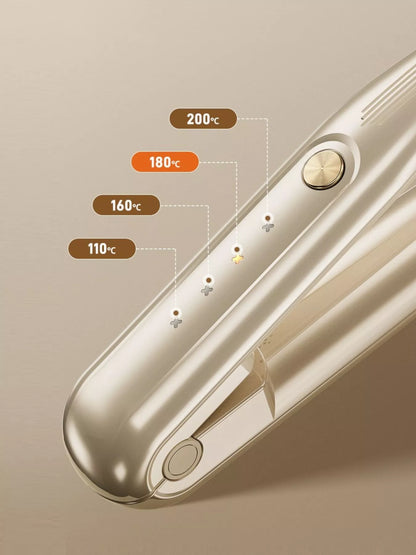 Beige adjustable temperature hair straightener by Trendsi, featuring a sleek design and digital controls for customizable styling.