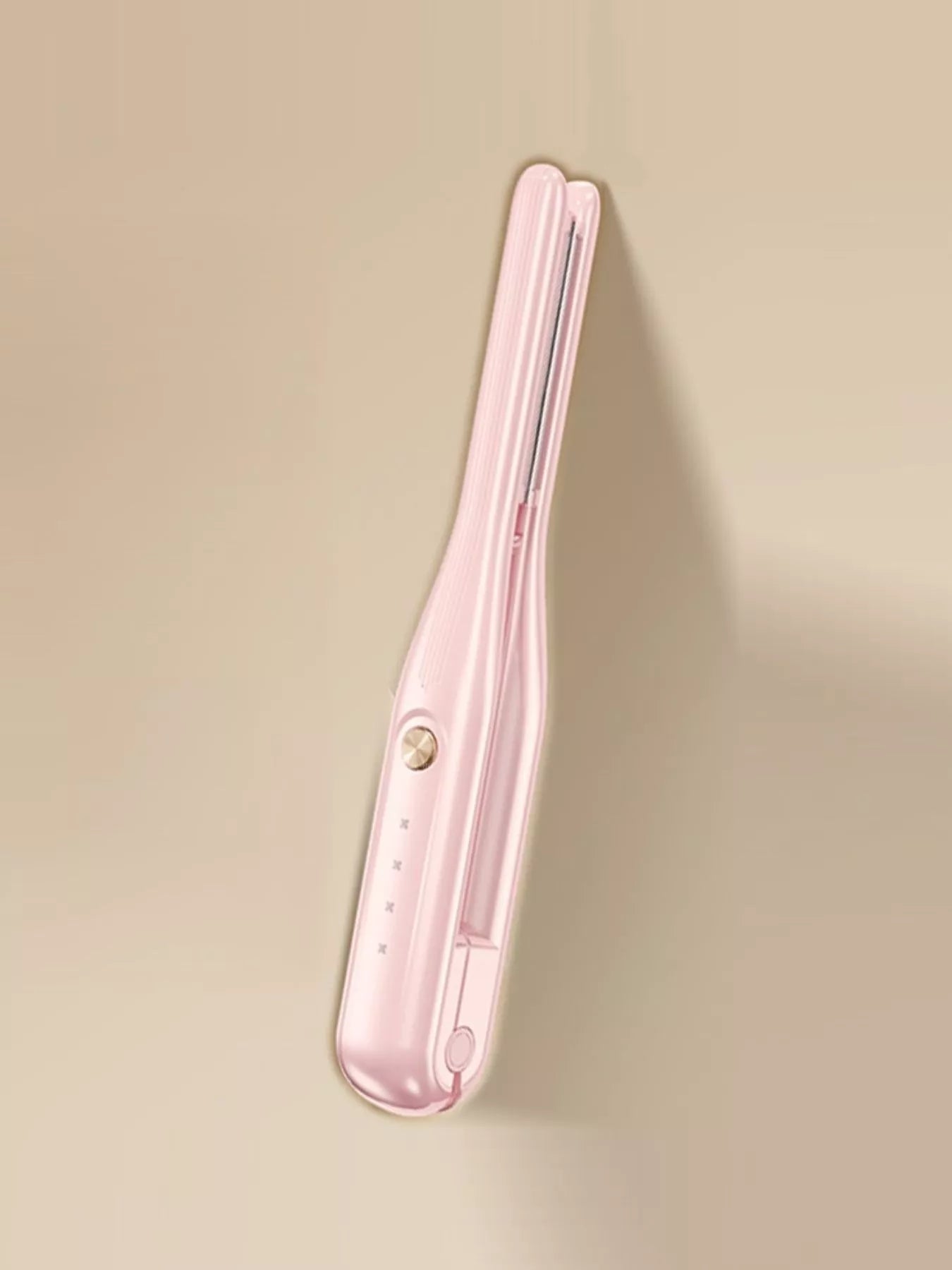 Beige adjustable temperature hair straightener by Trendsi with a sleek design for smooth, straight hair styling.