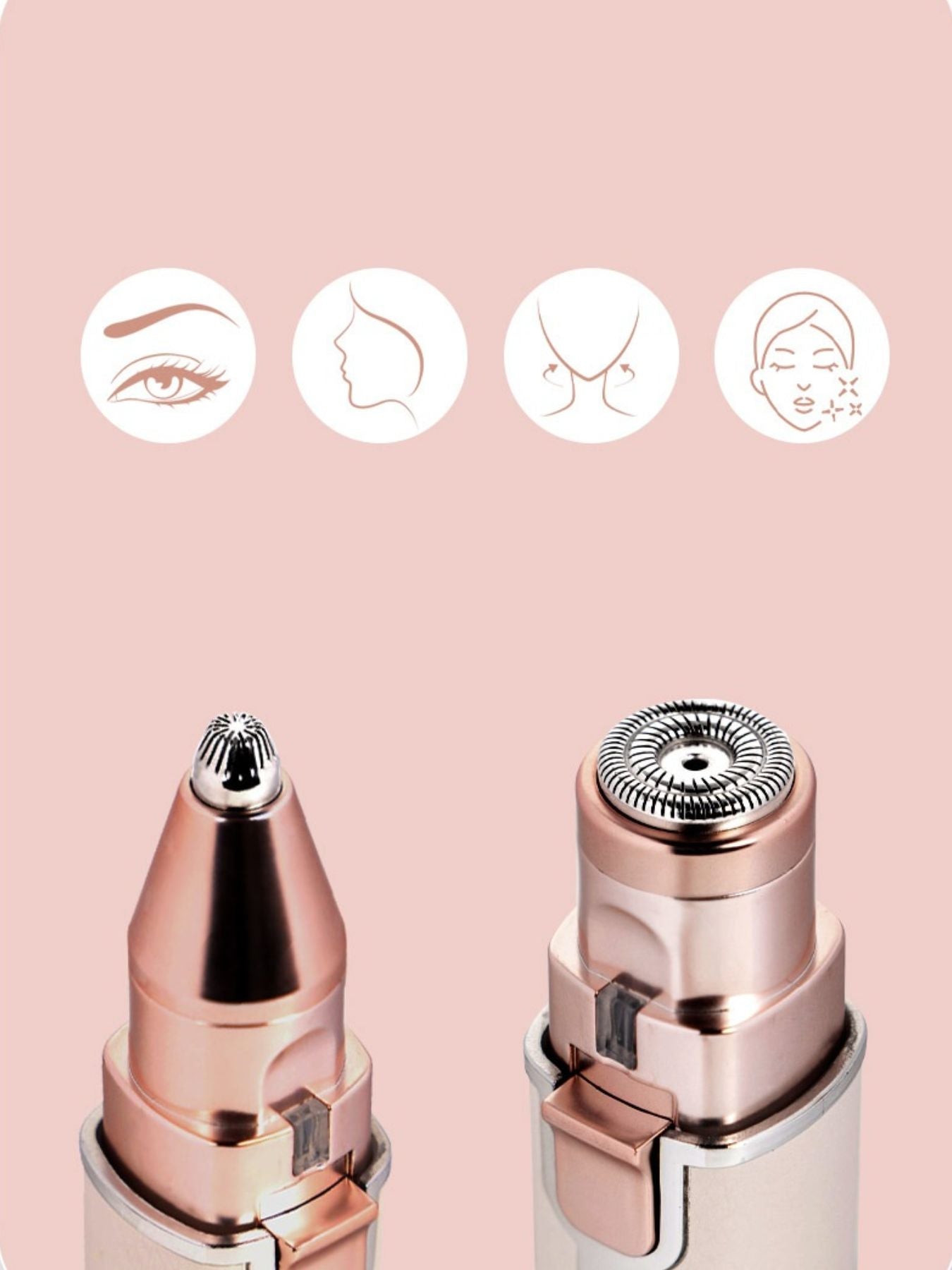 Beige portable eyebrow trimmer by Trendsi, compact and designed for precise eyebrow grooming.
