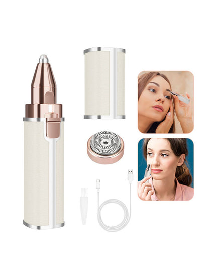 Beige portable eyebrow trimmer by Trendsi with a compact design for precise eyebrow grooming.