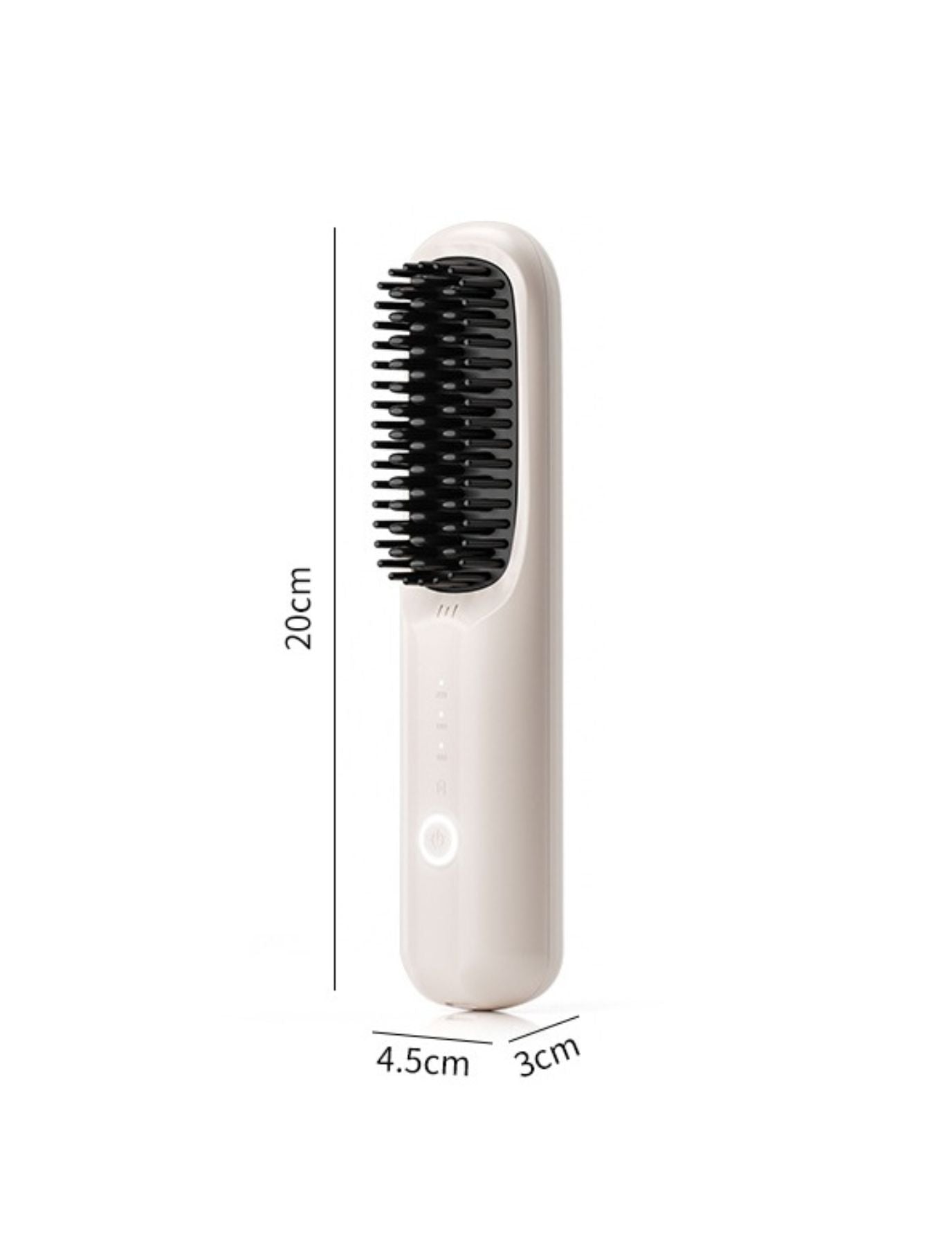 Beige portable heated straightening comb by Trendsi, compact design for easy styling and hair straightening on the go.