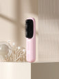 Beige portable heated straightening comb by Trendsi, compact design for easy hair styling and straightening.
