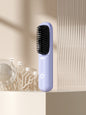Beige portable heated straightening comb by Trendsi, compact design for easy hair styling and straightening.