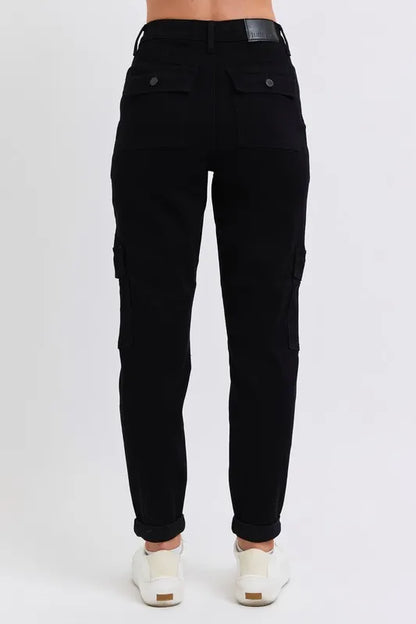 High waist cargo cuffed joggers in plus size from Judy Blue, featuring a relaxed fit and stylish design.